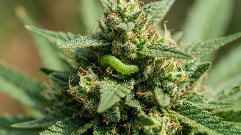 caterpillar in bud
