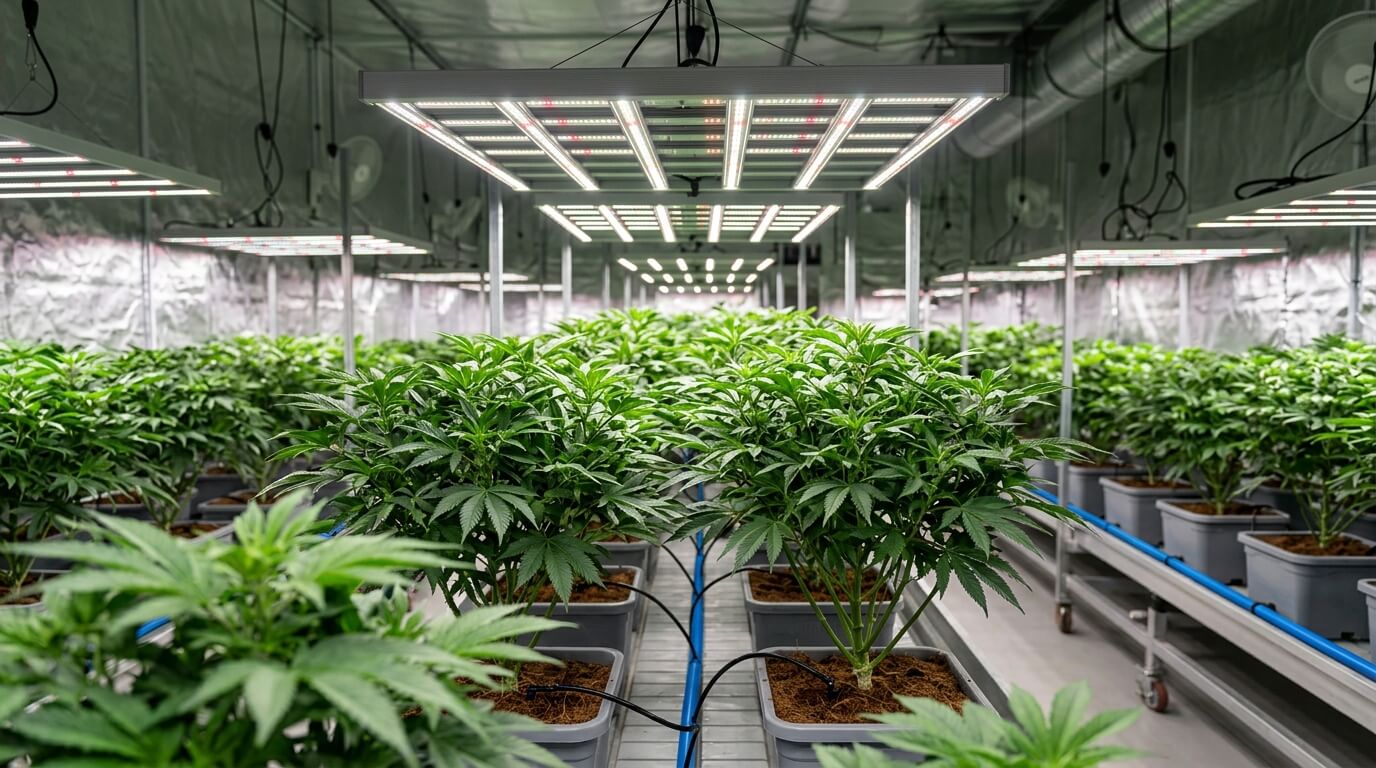 cannabis plants in grow room