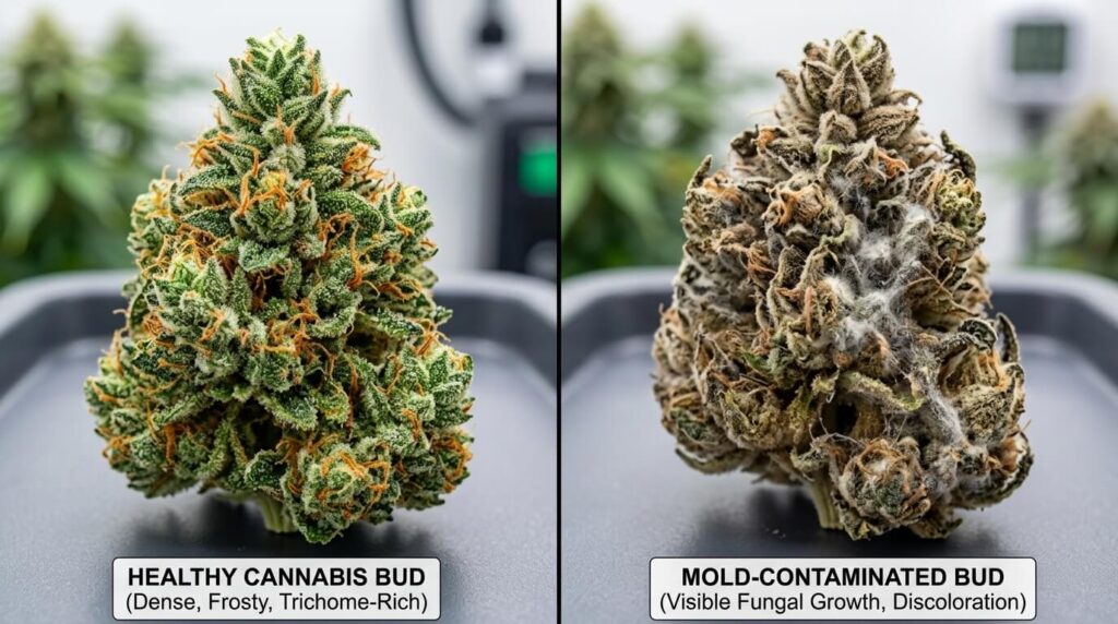 healthy vs moldy cannabis buds