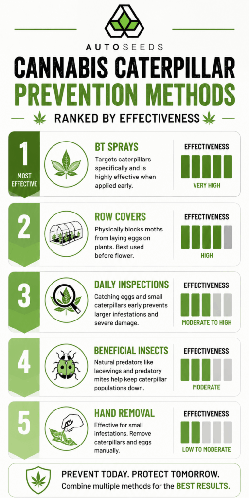 Cannabis Caterpillar Preventation Methods Chart