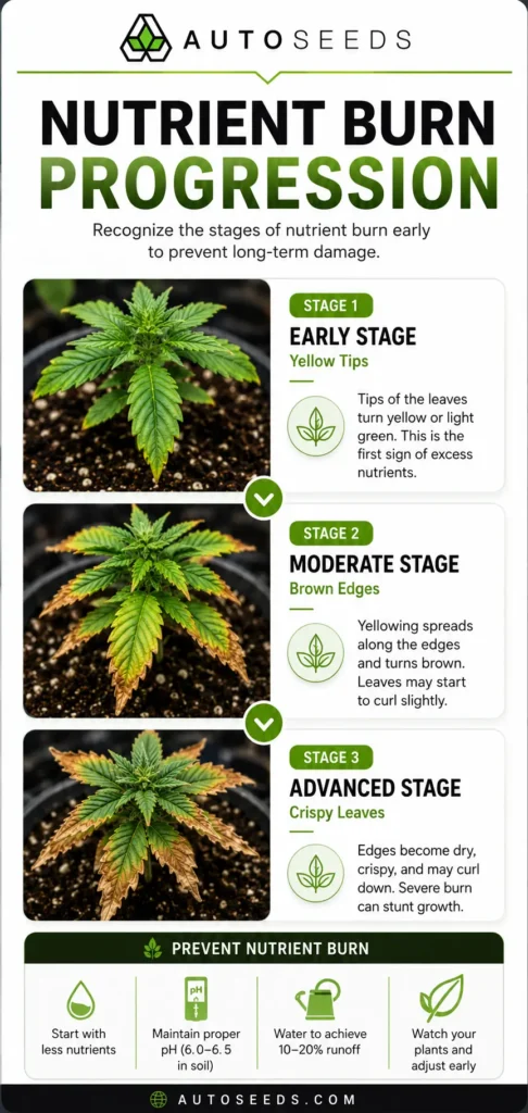 cannabis nutrient burn progress chart