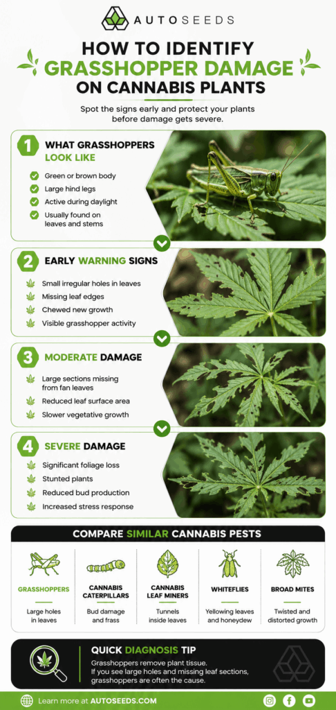 grasshopper on cannabis identification guide