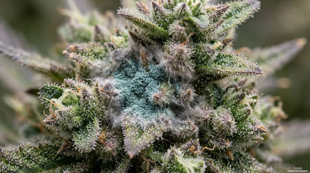 penicillium mold growing on cannabis flowers
