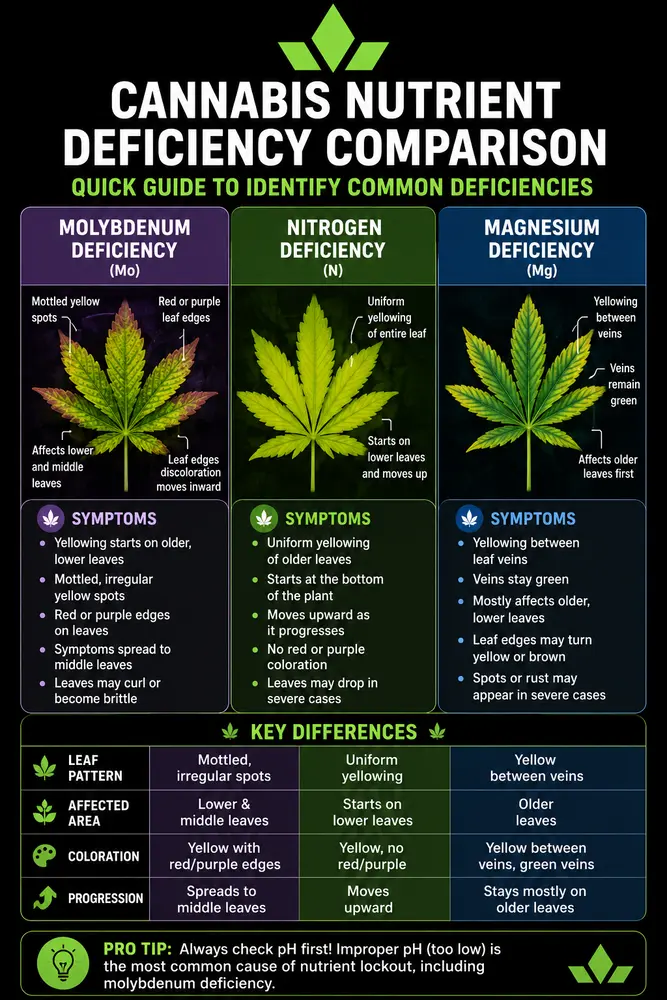 comparison chart for molybdenum