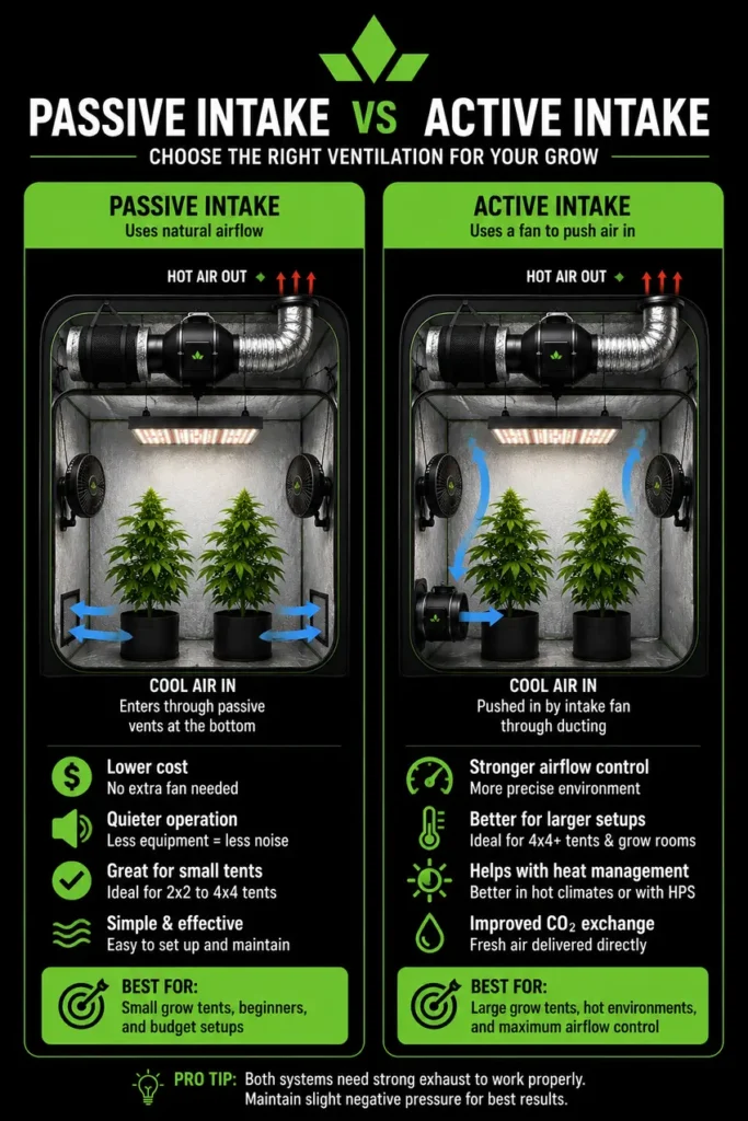 passive and active intact on cannabis grow tent
