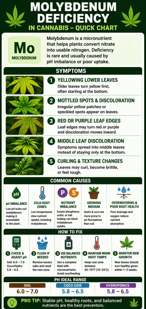 quick chart on Molybdenum deficiency
