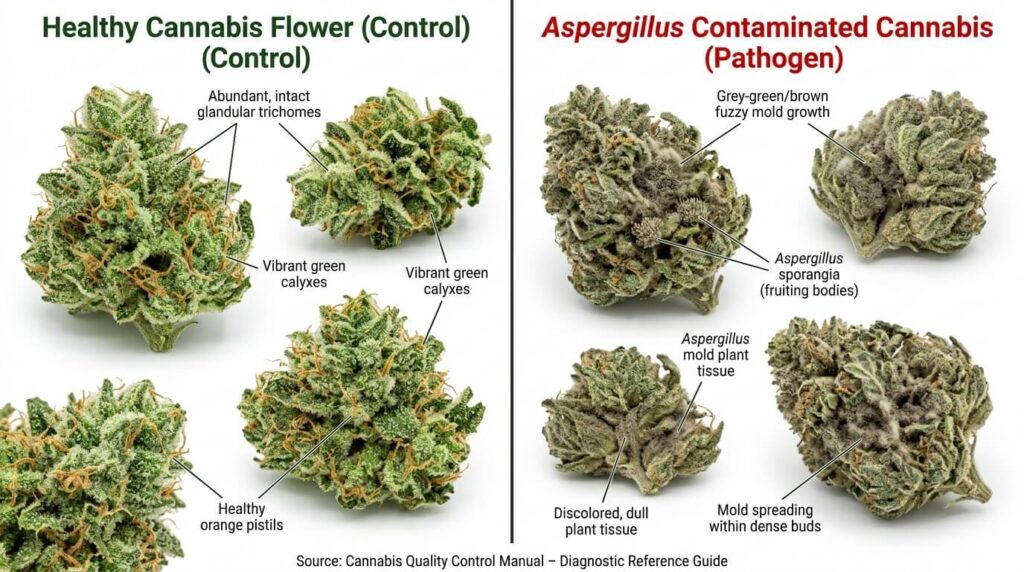 comparison between aspergillus and healthy