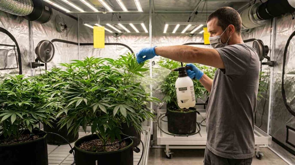 cannabis grower treating