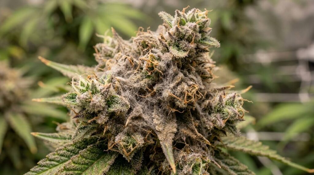 gray mold on cannabis flowers botrytis