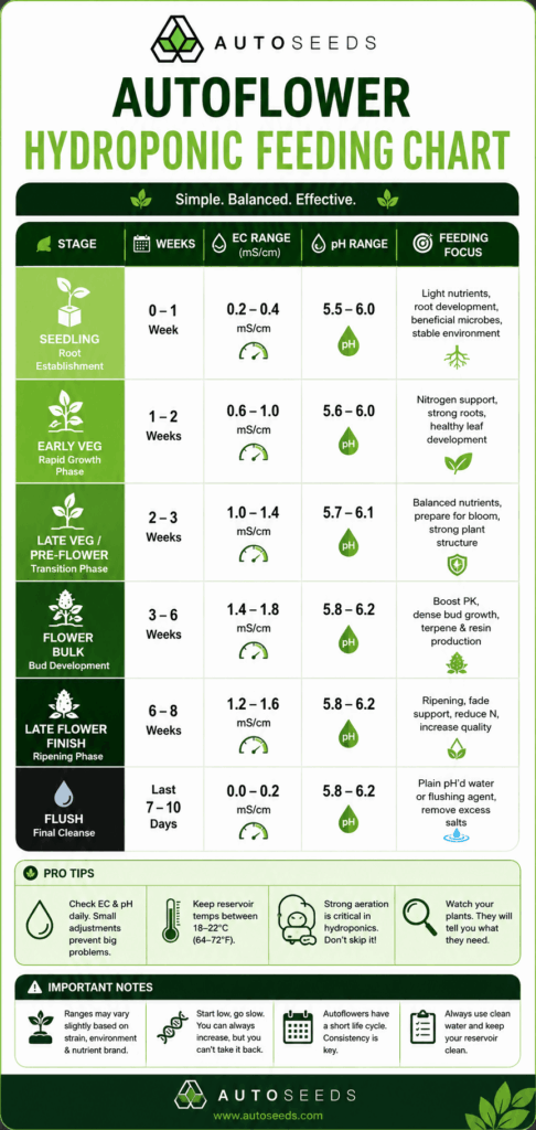 Autoflower Hydroponic Feeding Chart