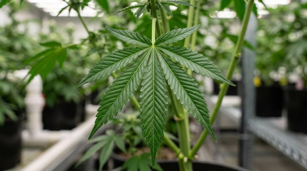 healthy cannabis leaf