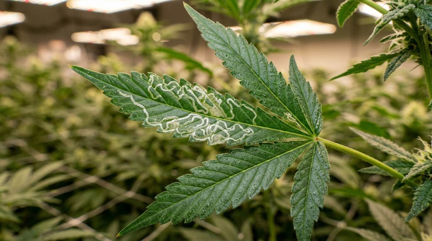 cannabis leaf miner damage