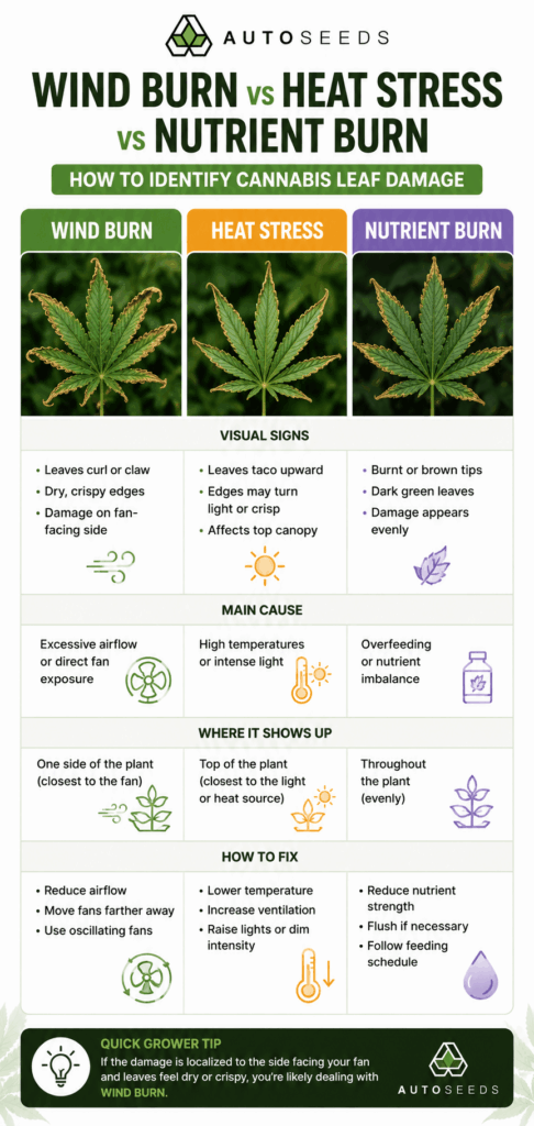 how to identify cannabis leaf damage based on other similar symptoms