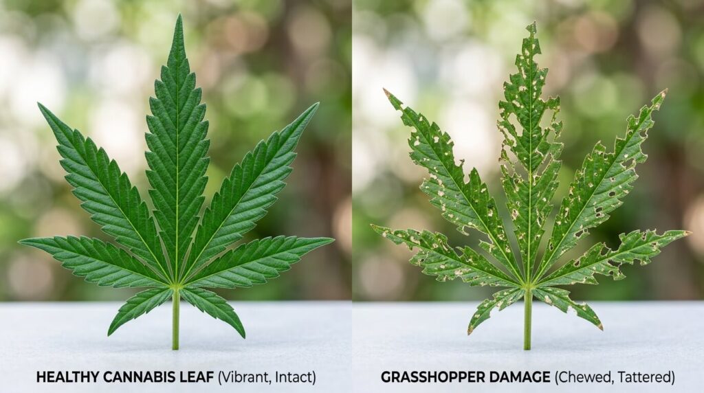 cannabis leaves comparison