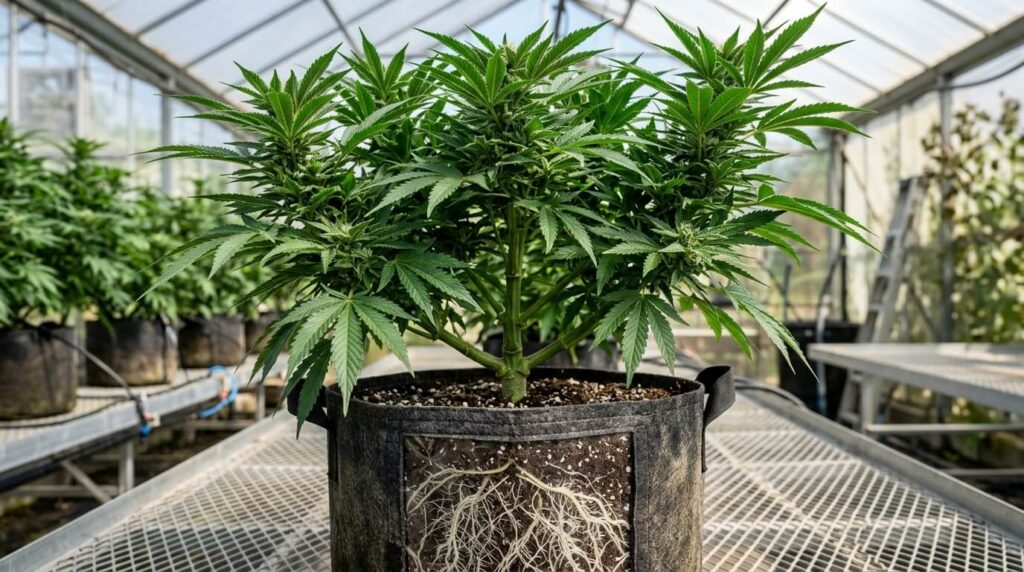 cannabis plant with vigorous growth