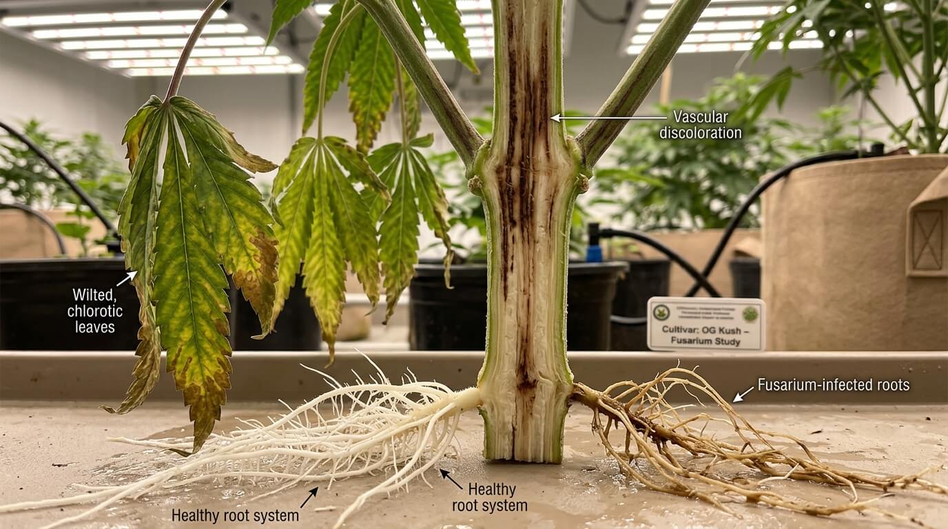 fusarium on a cannabis plant